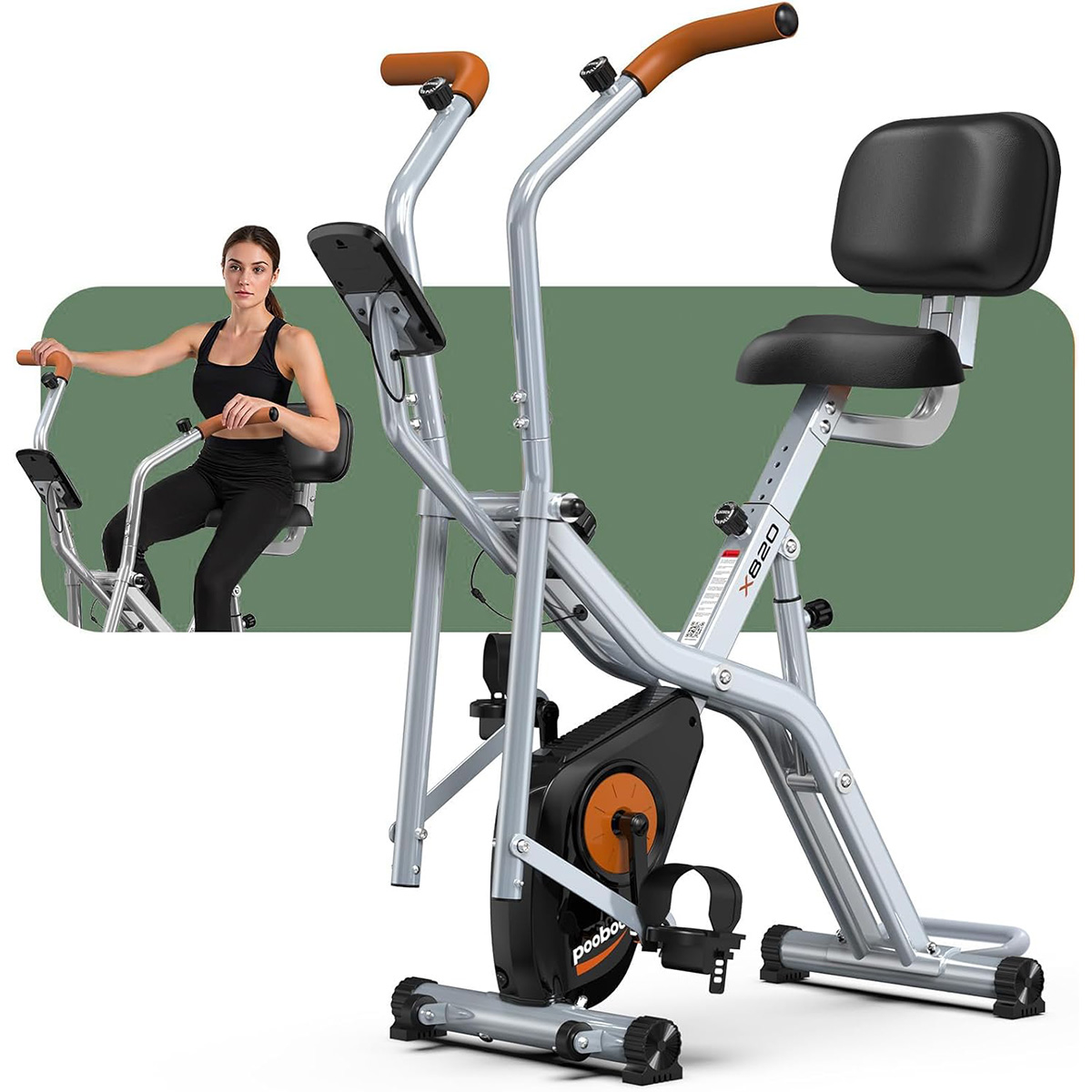 Exercise Bike Magnetic Resistance - Pooboo Składany Rower Treningowy 2-w-1, Tryb