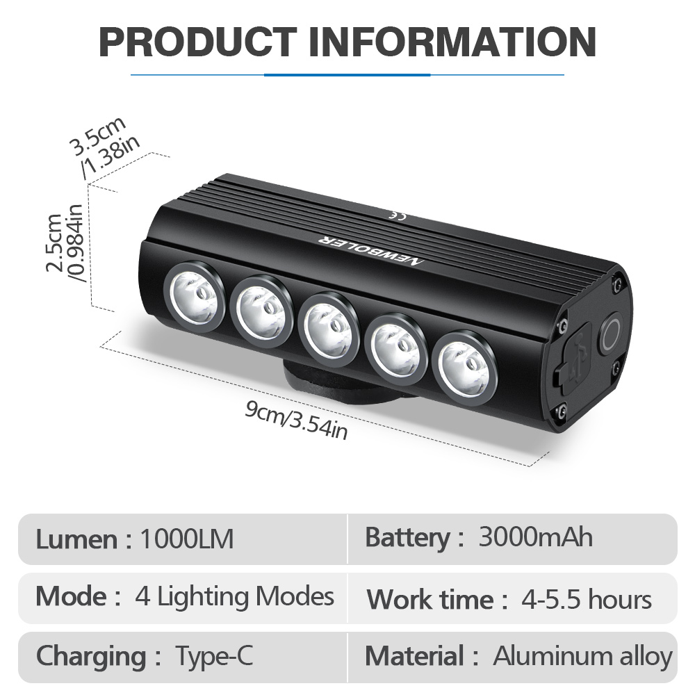 NEWBOLER Lampka Rowerowa Przed – Rechargeable Bicycle Headlight 1000 Lumen recenzja i cena